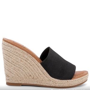 DOLCE VITA Black Nerla Jute Platform Wedge Sandals
